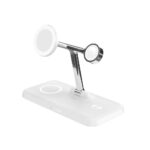 HYPER HJ3004WHGL 4-in-1 Magnetic Qi2 Wireless Charging Stand for iPhone, Watch, AirPods - Silver/White
