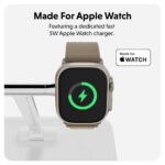 HYPER HJ3004WHGL 4-in-1 Magnetic Qi2 Wireless Charging Stand for iPhone, Watch, AirPods - Silver/White