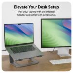 Hyper HS1110GYGL Ergonomic Laptop Stand for up to 16" Laptops, Aluminium, Grey
