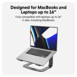 Hyper HS1110GYGL Ergonomic Laptop Stand for up to 16" Laptops, Aluminium, Grey