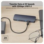 HYPER HyperDrive Next 11-Port USB-C Hub Dual 4K HDMI 140W PD Gigabit Ethernet Blue/Grey