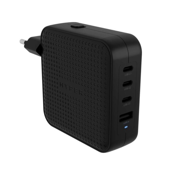 HYPER HyperJuice 100W USB-C GaN Travel Charger with 4 Ports & PD 3.0 - Black