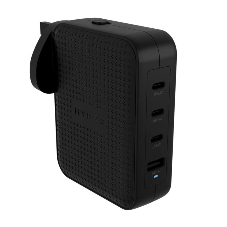HYPER HyperJuice 145W GaN PD 3.1 USB-C Charger with 4 Ports & UK/EU/US/ANZ Plugs Black