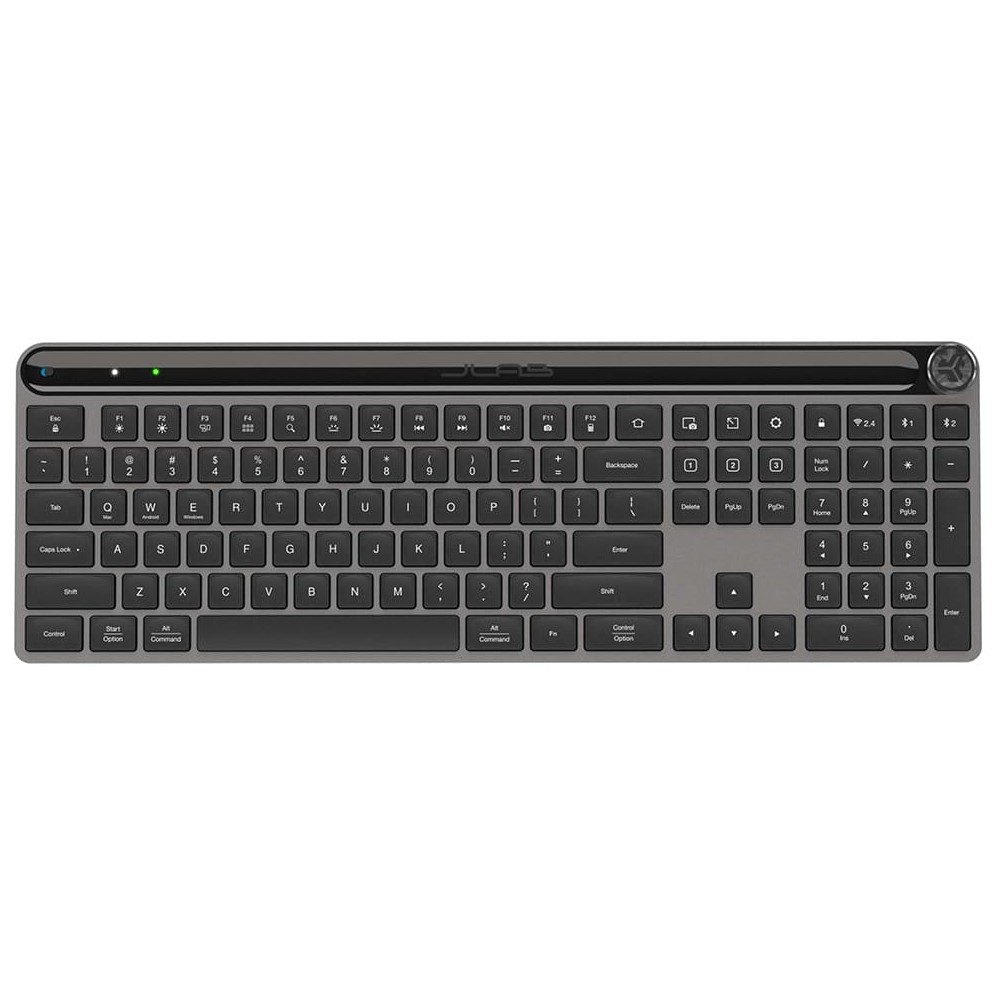 JLab Epic Keyboard, Full-size, QWERTY, USB + Bluetooth 5.2, Scissor Switch, Black