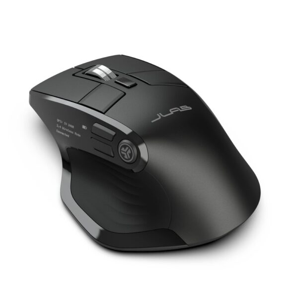 JLab Epic Wireless Mouse, Right-Hand, Bluetooth + USB, Optical, 2400 DPI, 9 Buttons, Black