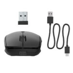 JLab Go Charge Travel Wireless Mouse, Ambidextrous, Bluetooth 5.0 + USB-A, 1600 DPI, Black