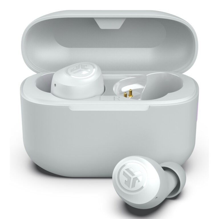 JLab Go Pop+ True Wireless In-Ear Headset with Built-in Mic & Charging Case - White