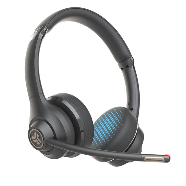 JLab GO Work Gen 2 Wireless On-Ear Headset with Boom Mic, Bluetooth 5.3, USB-C, 3.5mm, Black