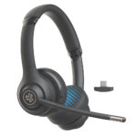 JLab GO Work Gen 2 Wireless On-Ear Headset with Boom Mic, Bluetooth 5.3, USB-C, 3.5mm, Black