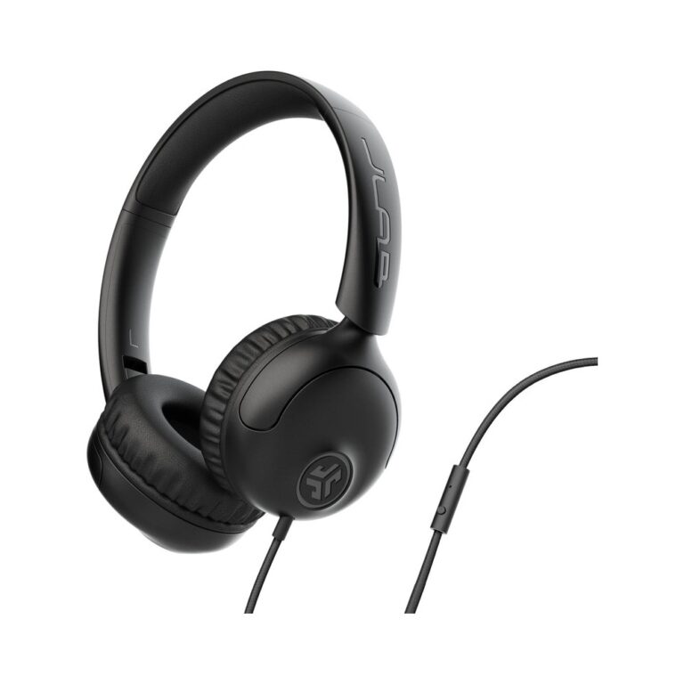 JLab Studio 2 Wired On-Ear Headset with In-Line Microphone, Foldable, Black