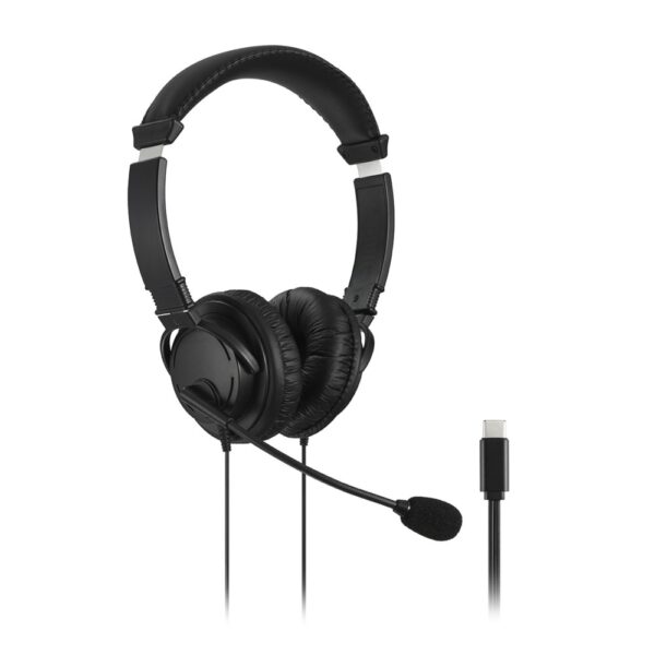 Kensington Classic USB-C Headset with Mic, Wired, Noise Canceling, 1.8m Cable