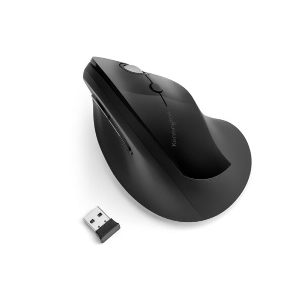 Kensington Pro Fit Ergo Vertical Wireless Mouse, 6 Buttons, Black