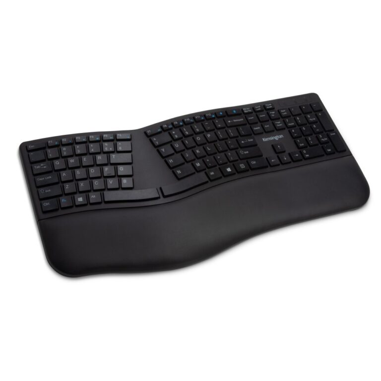 Kensington Pro Fit Ergo Wireless Keyboard Black with AES Encryption, Bluetooth, Nano Receiver