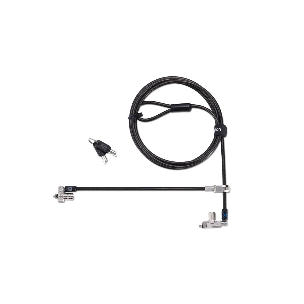 Kensington Slim N17 2.0 Keyed Dual Head Laptop Lock for Wedge-Shaped Slots, Standard Keyed