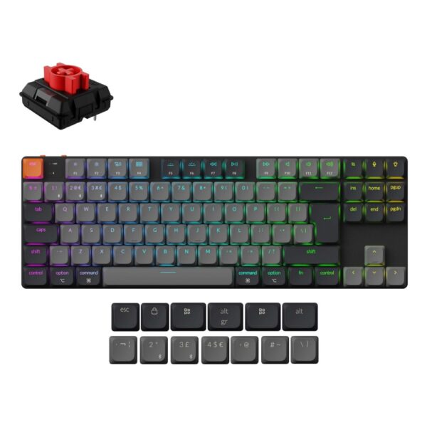 Keychron K1 v6 RGB TKL 80% Mechanical Keyboard, Wireless & Wired, QWERTY UK English, Grey