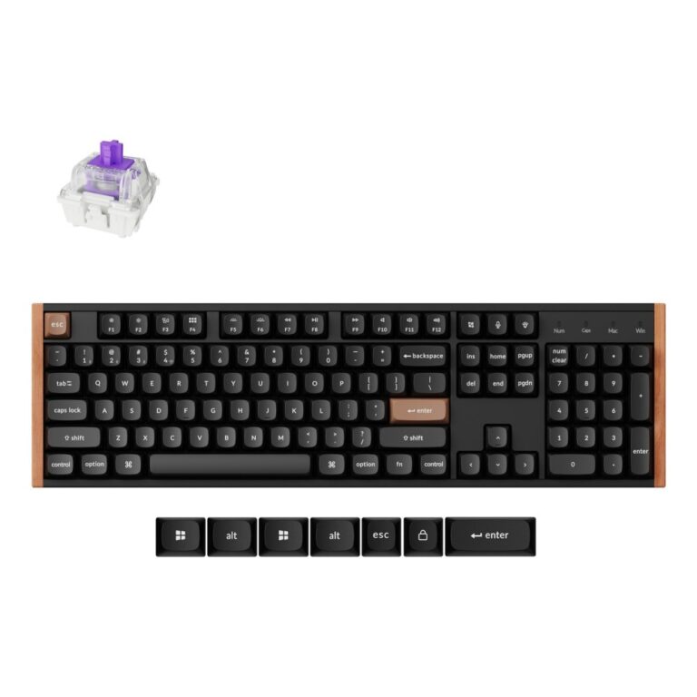 Keychron K10 HE Wireless Gaming Keyboard, Full-size QWERTY UK English, Magnetic-mechanical, RGB, Black, Wood