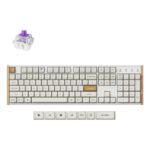 Keychron K10 HE Wireless Gaming Keyboard, Magnetic-Mechanical, RGB, Full-size, UK English, White, Wood
