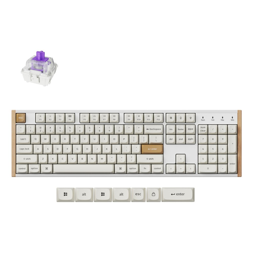Keychron K10 HE Wireless Gaming Keyboard, Magnetic-Mechanical, RGB, Full-size, UK English, White, Wood Keychron K10 HE Wireless Gaming Keyboard, Magnetic-Mechanical, RGB, Full-size, UK English, White, Wood