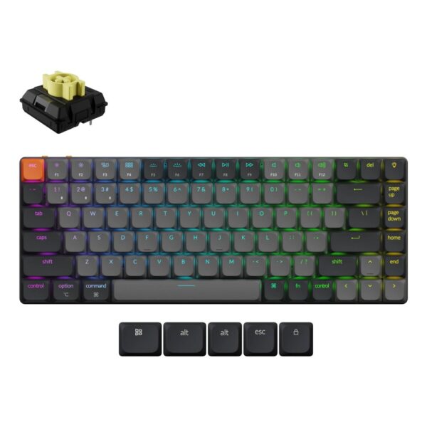 Keychron K3 V3 RGB Wireless Mechanical Keyboard, 75% Low-Profile, Milk POM Banana, QWERTY UK English, Grey