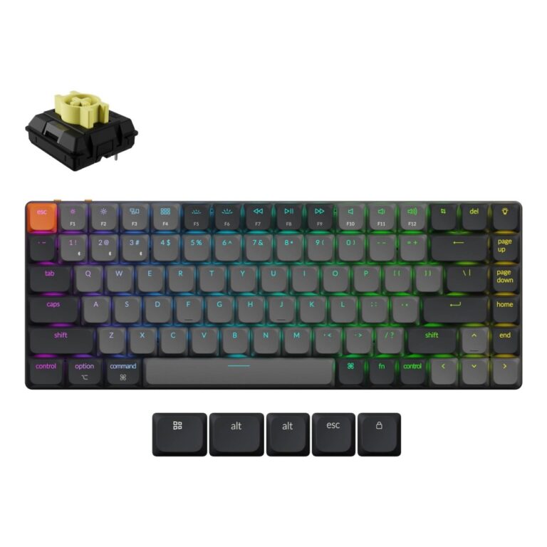 Keychron K3 V3 RGB Wireless Mechanical Keyboard, 75% Low-Profile, Milk POM Banana, QWERTY UK English, Grey
