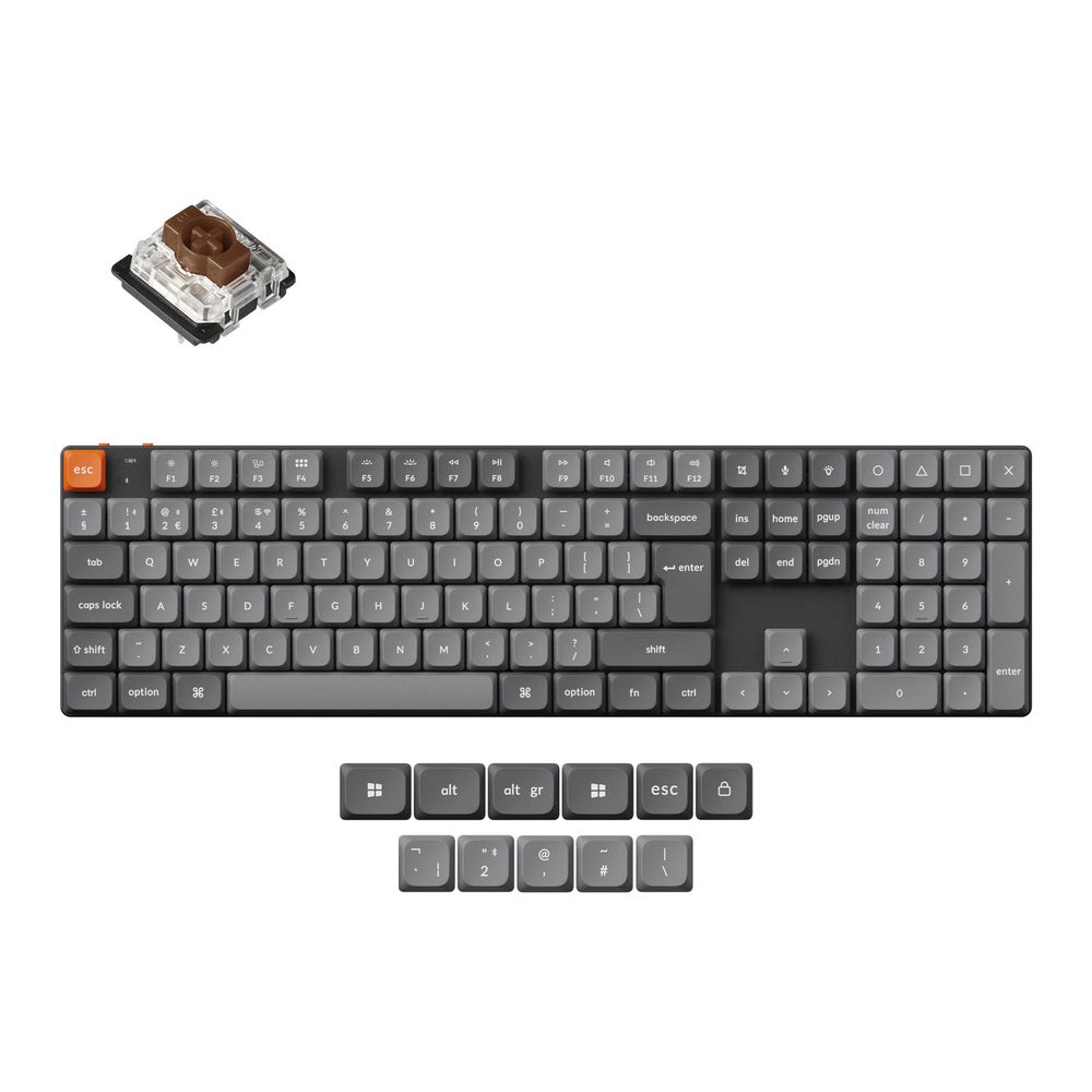 Keychron K5 Max Wireless Mechanical Keyboard, QWERTY UK Layout, Gateron Brown, RGB, Black/Grey Keychron K5 Max Wireless Mechanical Keyboard, QWERTY UK Layout, Gateron Brown, RGB, Black/Grey