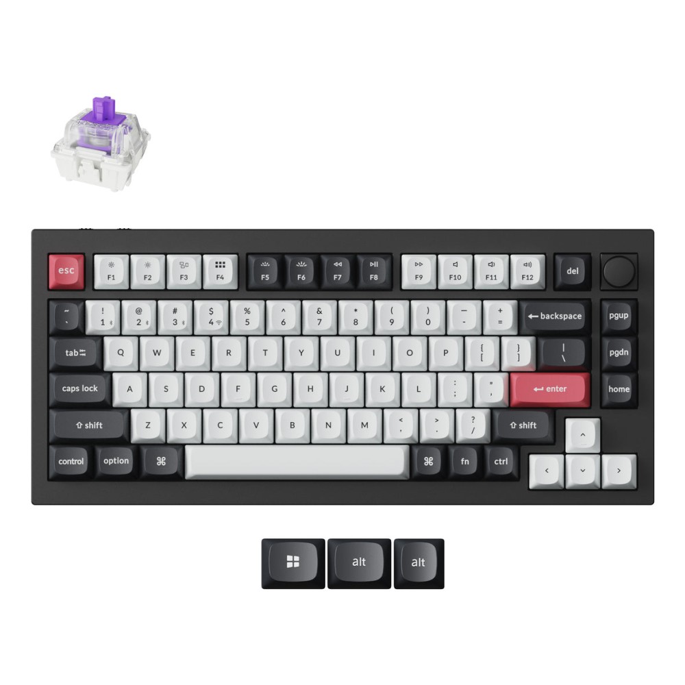 Keychron Q1 HE 75% Layout Wireless Magnetic-Mechanical RGB Keyboard UK English Black/Grey Keychron Q1 HE 75% Layout Wireless Magnetic-Mechanical RGB Keyboard UK English Black/Grey