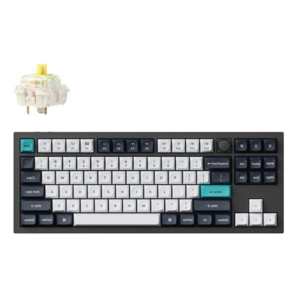 Keychron Q3 Max Wireless Mechanical Keyboard, 80% TKL, QWERTY UK English, RGB LED, Black, White