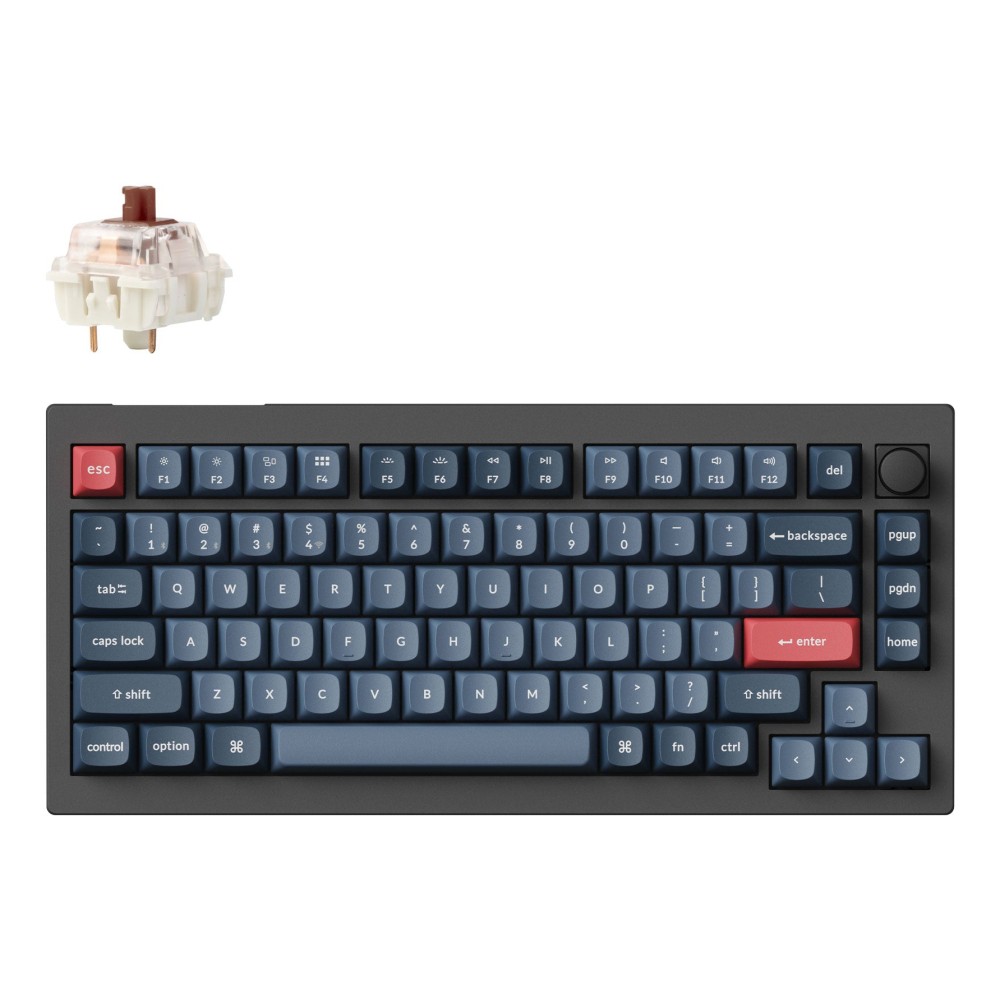 Keychron V1 Max 75% QWERTY UK English Mechanical Keyboard Wireless USB Bluetooth Black/Grey
