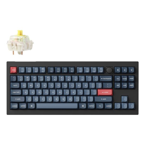 Keychron V3 Max Wireless RGB Mechanical Keyboard, TKL QWERTY UK English, Gateron Jupiter Banana, Black/Grey