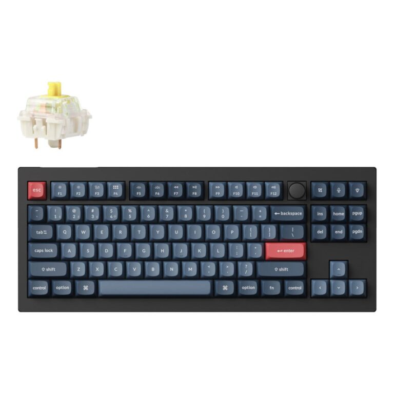 Keychron V3 Max Wireless RGB Mechanical Keyboard, TKL QWERTY UK English, Gateron Jupiter Banana, Black/Grey