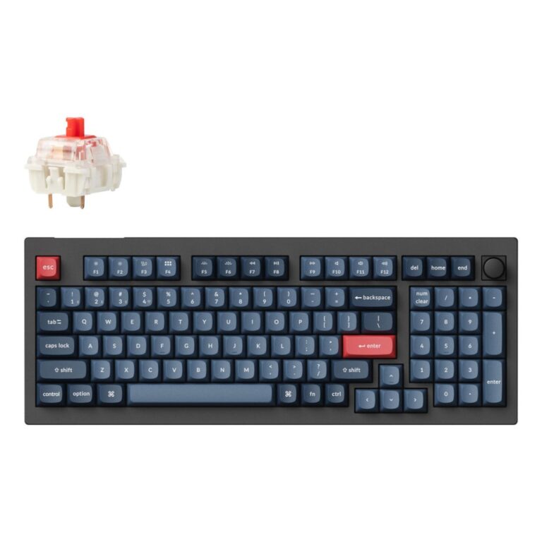 Keychron V5 Max QMK Wireless Mechanical Keyboard, Gateron Jupiter Red, PBT, RGB, UK English, Black/Grey