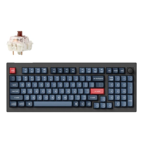 Keychron V5 Max QMK Wireless Mechanical Keyboard, QWERTY UK, Gateron Brown, RGB, Black/Grey