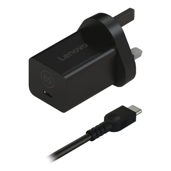 Lenovo GaN Nano 65W Indoor Universal USB-C Power Adapter 1.8m Cable Black