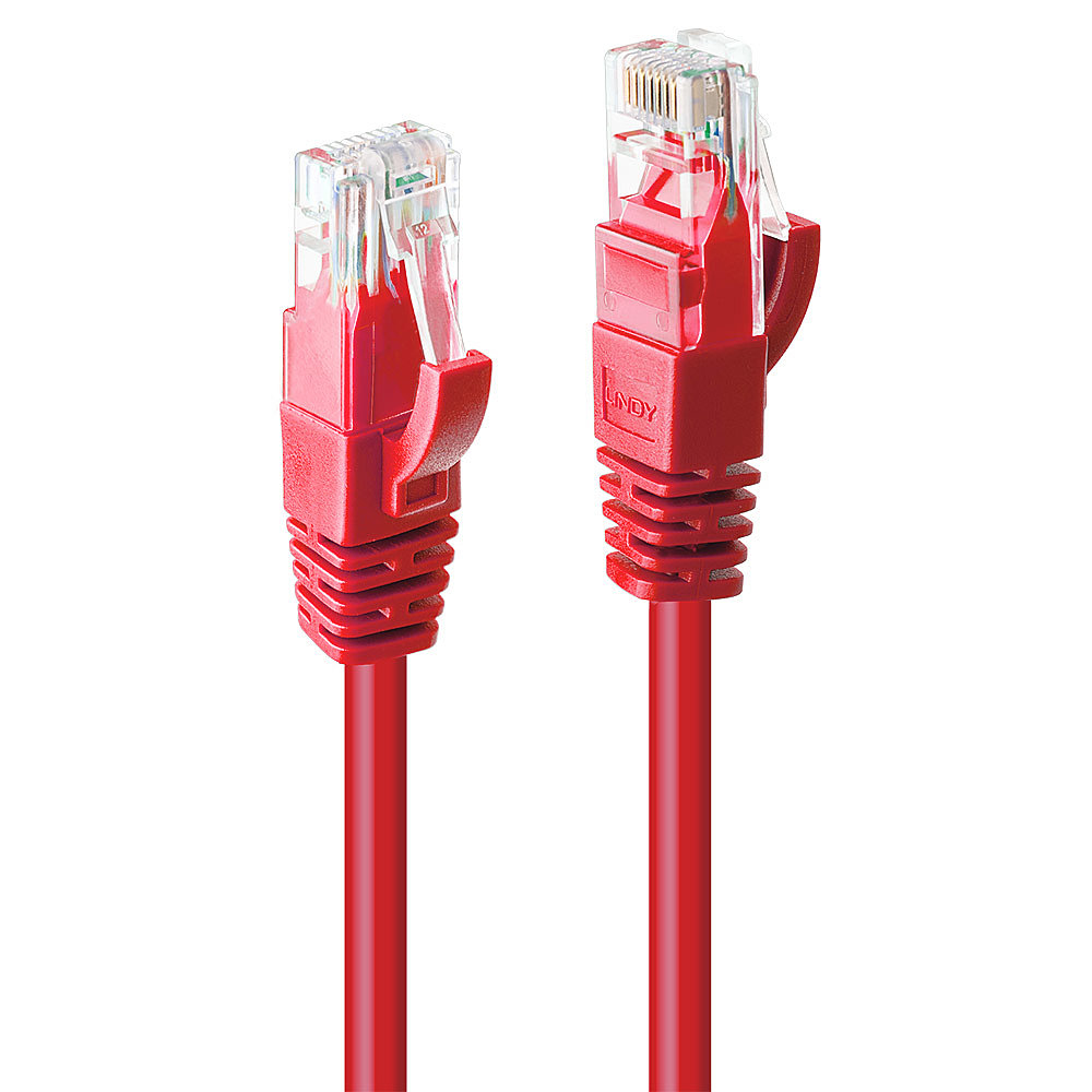 Lindy 0.5m Cat6 U/UTP Network Cable Red, RJ45 Male to RJ45 Male, 250MHz, Gold Plated Contacts Lindy 0.5m Cat6 U/UTP Network Cable Red, RJ45 Male to RJ45 Male, 250MHz, Gold Plated Contacts