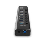 Lindy 10 Port USB 3.2 Gen 1 Hub with On/Off Switches, 1m Cable, 5Gbps, Black