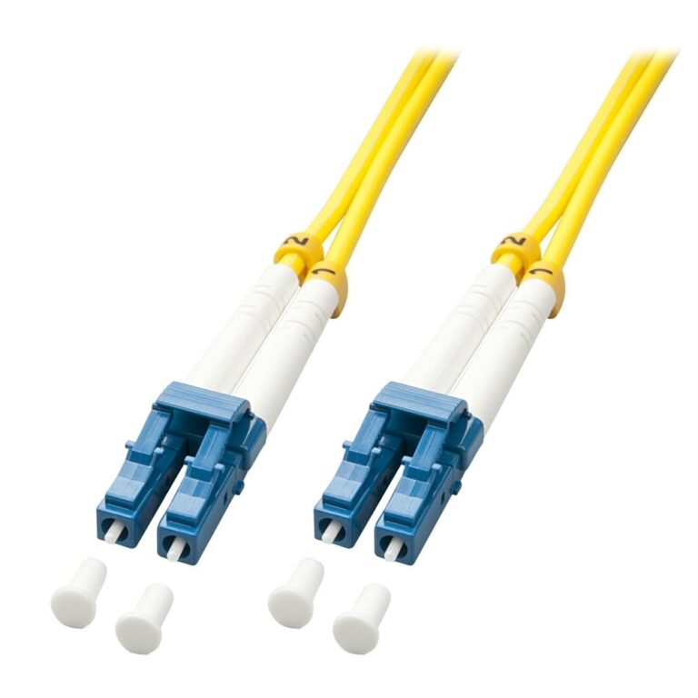Lindy yellow LC to LC OS2 singlemode fibre optic patch cable