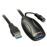 Lindy 15m USB 3.2 Gen 1 Active Extension Cable, USB-A Male to USB-A Female, 5Gbps, Black