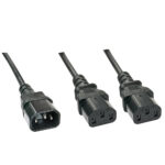 Lindy 1m IEC Splitter Cable C14 Male to 2 x C13 Female Coupler, Black