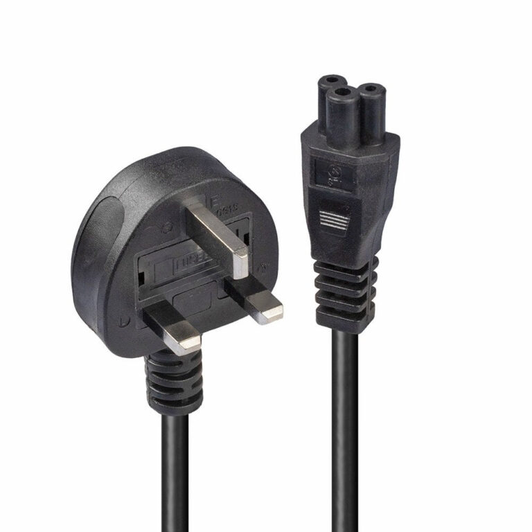 Lindy 1m UK 3 Pin to C5 Mains Cable Black