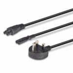 Lindy 2.5m UK 3 Pin Plug (Type G) to IEC C7 Splitter Extension Cable, Angled, Black