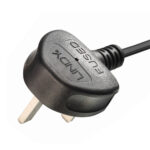 Lindy 2.5m UK 3 Pin Plug (Type G) to IEC C7 Splitter Extension Cable, Angled, Black