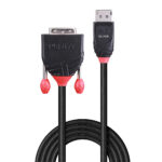 Lindy 2m DisplayPort to DVI-D Cable, Male DisplayPort to Female DVI-D, Gold-Plated, Black