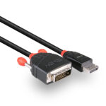 Lindy 2m DisplayPort to DVI-D Cable, Male DisplayPort to Female DVI-D, Gold-Plated, Black