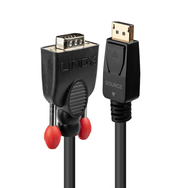 Lindy 2m DisplayPort to VGA Cable, Male-Male, 1920 x 1200 Resolution, Black