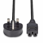 Lindy 2m UK 3 Pin Angled G Plug to C15 Hot Condition Power Cable, Black