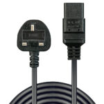 Lindy 2m UK 3 Pin Plug (Angled) to C19 Coupler (Straight) Power Cable Black