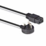Lindy 2m UK 3 Pin Plug (Angled) to C19 Coupler (Straight) Power Cable Black
