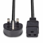 Lindy 2m UK 3 Pin Plug (Angled) to C19 Coupler (Straight) Power Cable Black