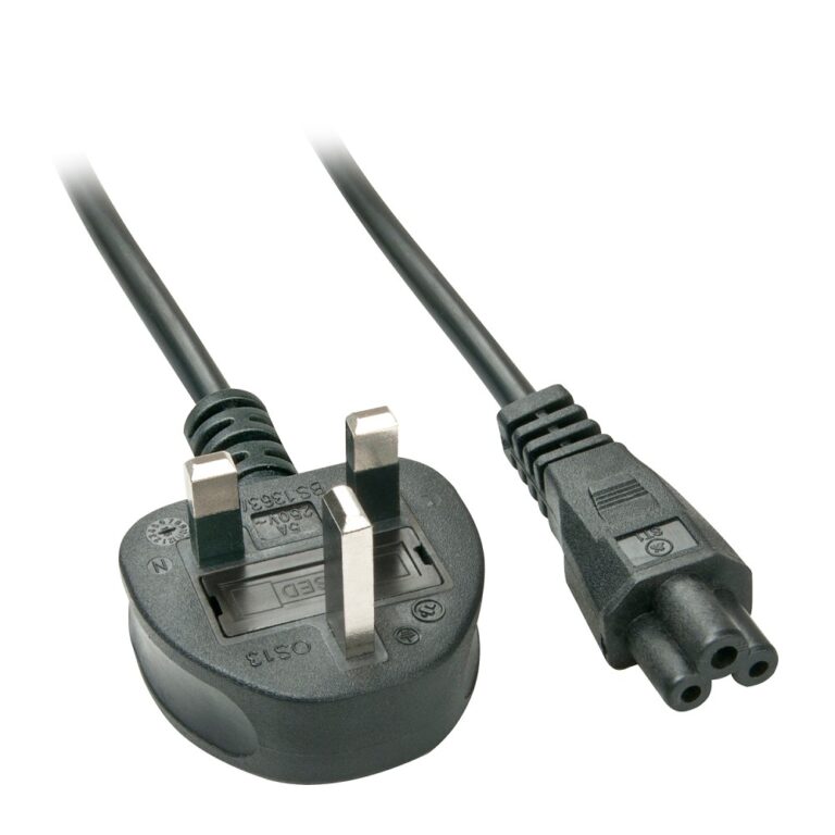 Lindy 2m UK 3 Pin to C5 Mains Cable Black 5A