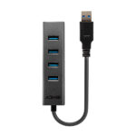 Lindy 4 Port USB 3.0 Hub USB 3.2 Gen 1 Type-A 5Gbps Black 0.3m Cable